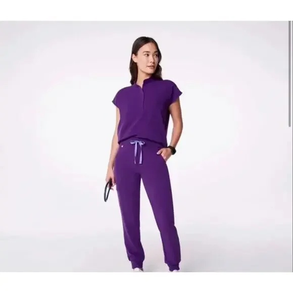 FIGS Rafaela Oversized Scrub Top Digital Grape Purple Women's XL Retired Rare - Picture 4 of 15
